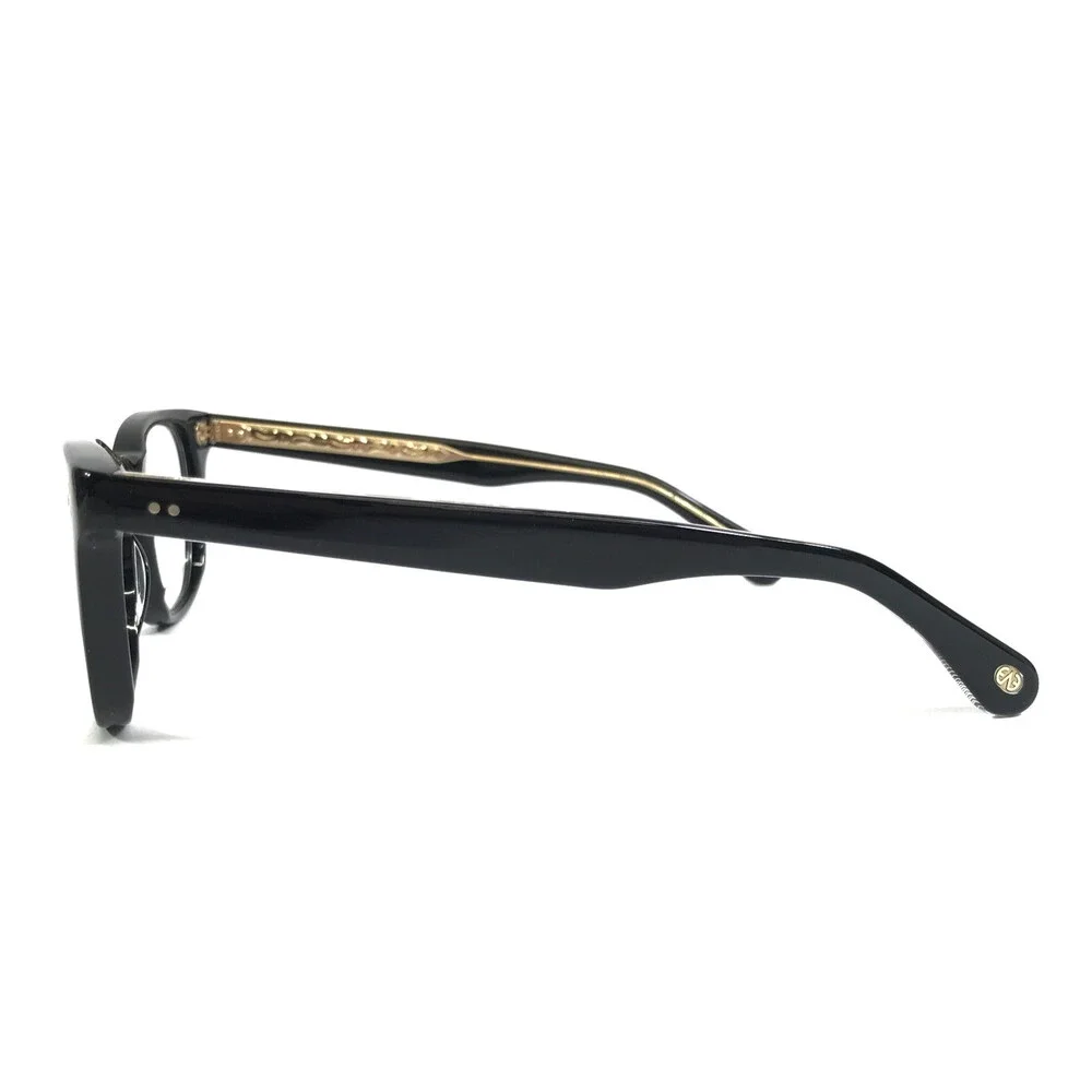 Eyevan Eyeglasses Frames Womack-E PBK Polished Black Gold Horn Rim 45-23-142